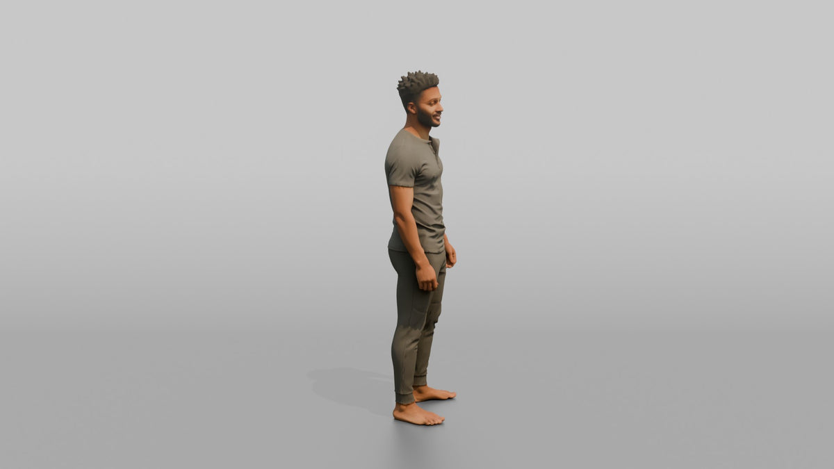 Fitness Influencer Man Standing With A Subtle Smile, Hands At Sides - 3D character model, view 2