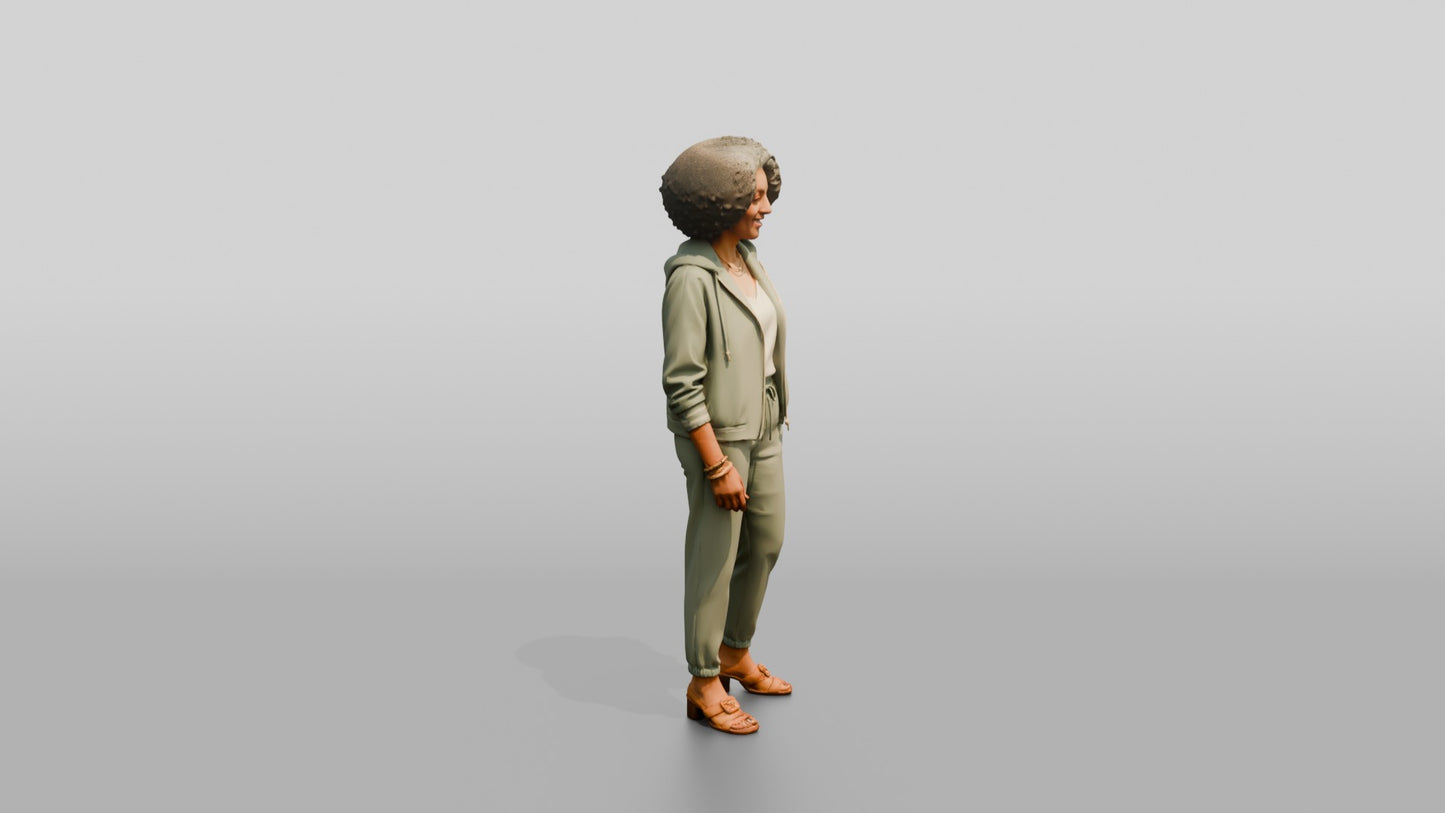 African-American Woman in Summer Tracksuit