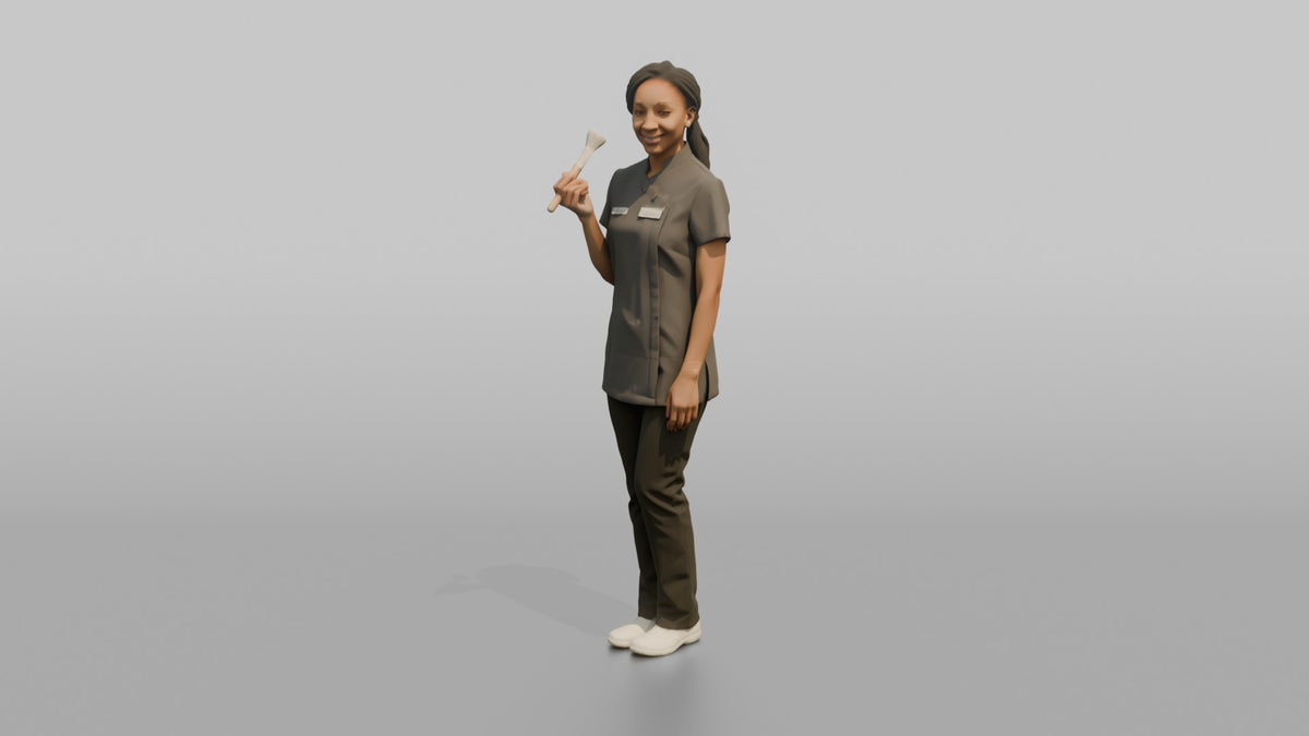 Esthetician Man Holding A Facial Skincare Brush - 3D character model, view 5