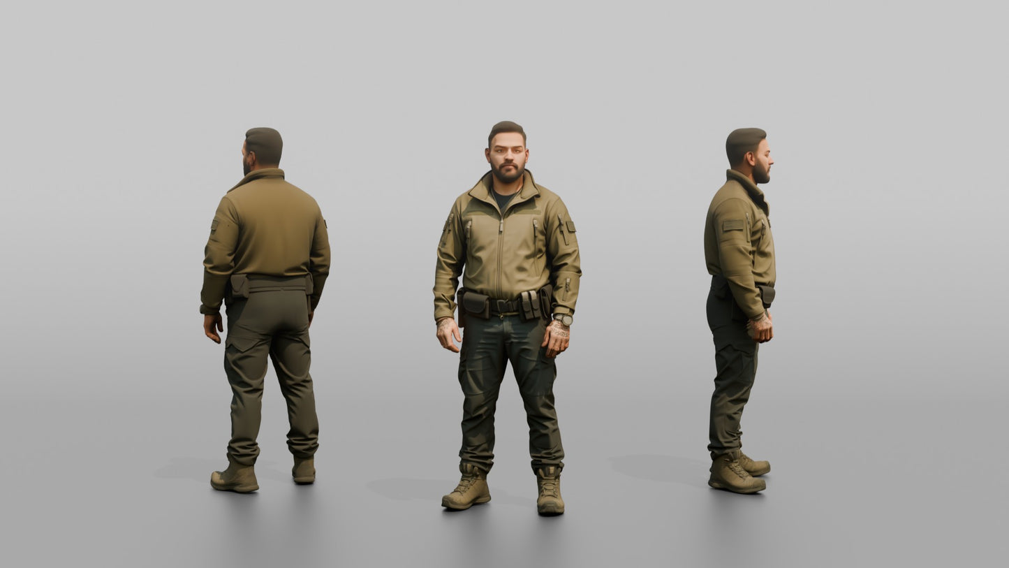 Protester Man Standing in Tactical Gear