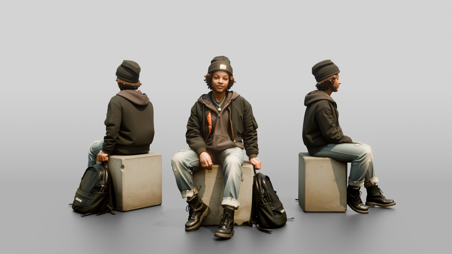 African-American Teen Girl in Cropped Bomber Jacket