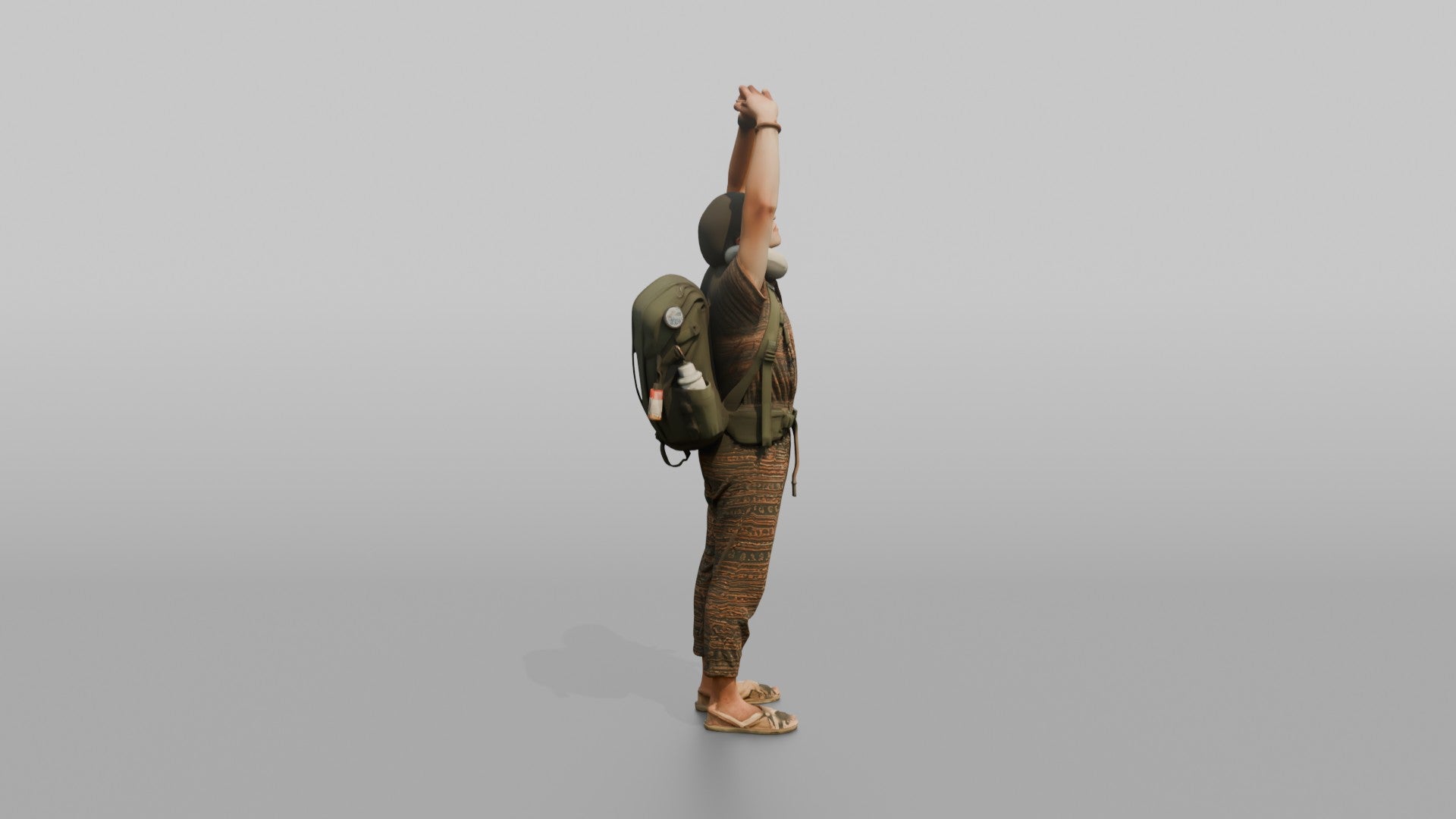 Traveler Stretching After A Long Flight