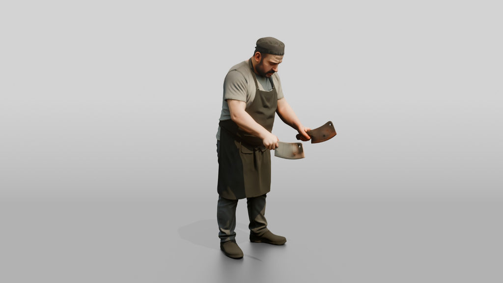 Cook Chopping Kebab Meat