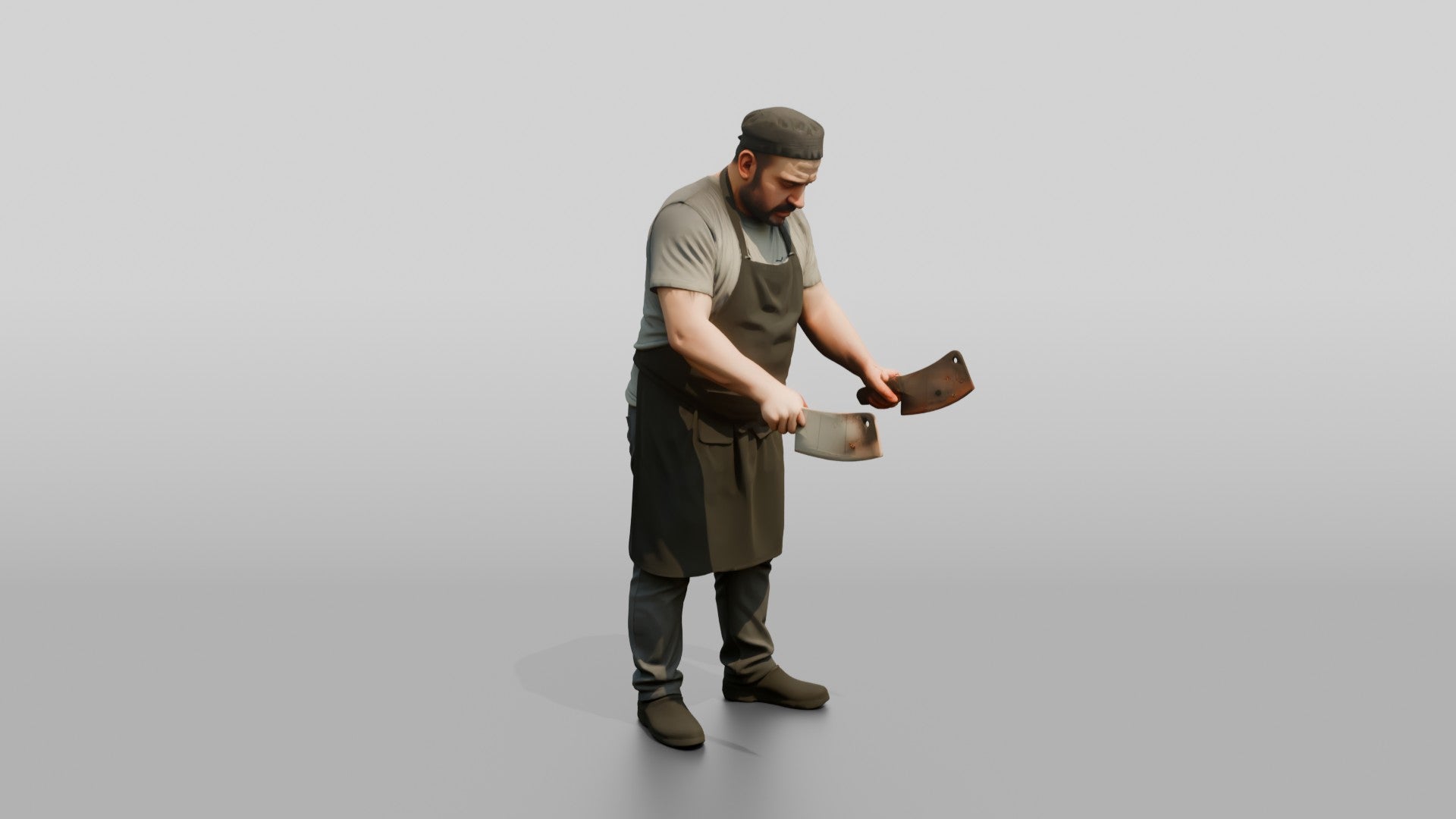 Cook Chopping Kebab Meat
