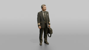Southeast Asian Flight Attendant Holding a Safety Card - 3D character model, view 1