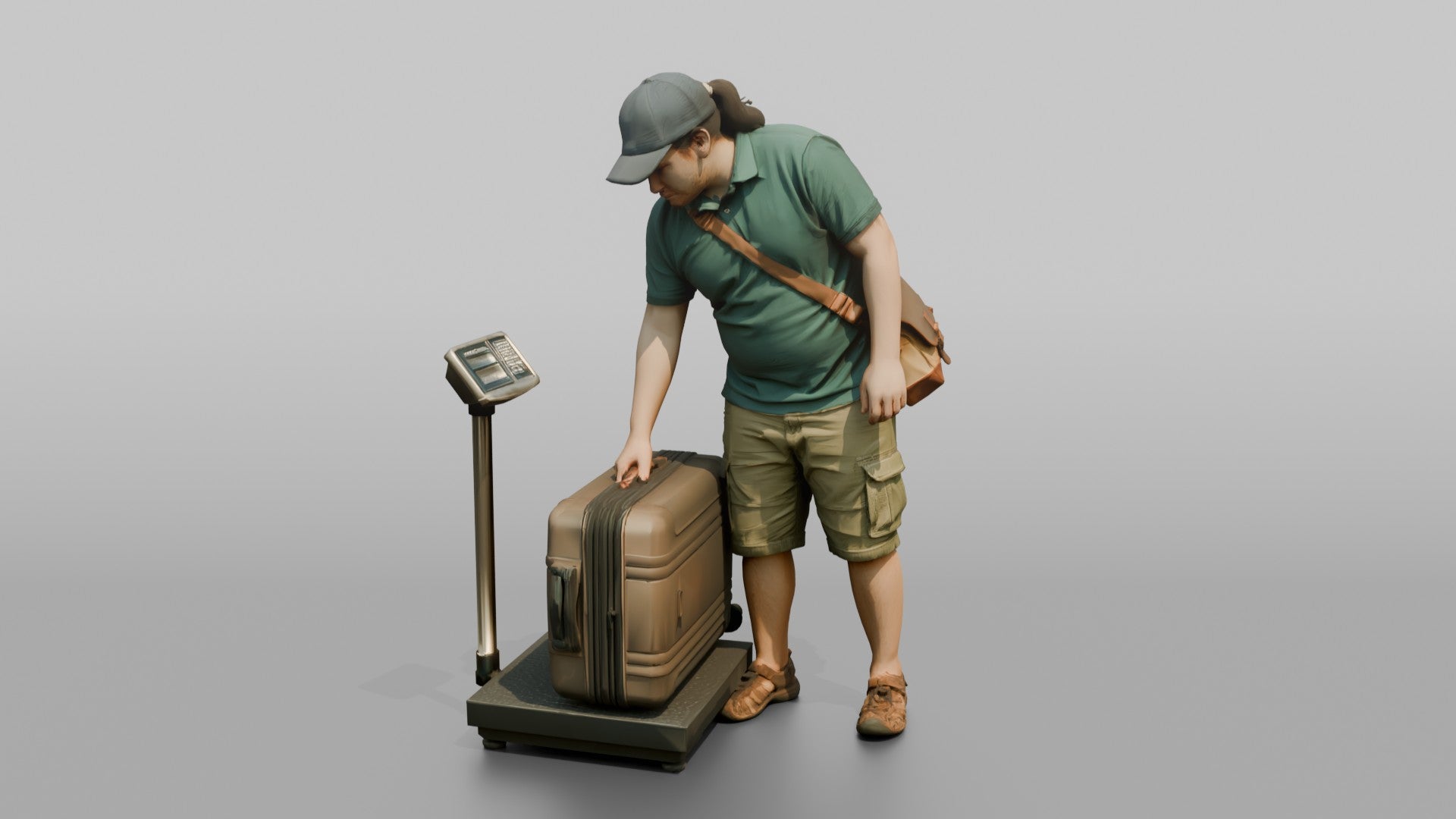 Traveler Weighing His Suitcase