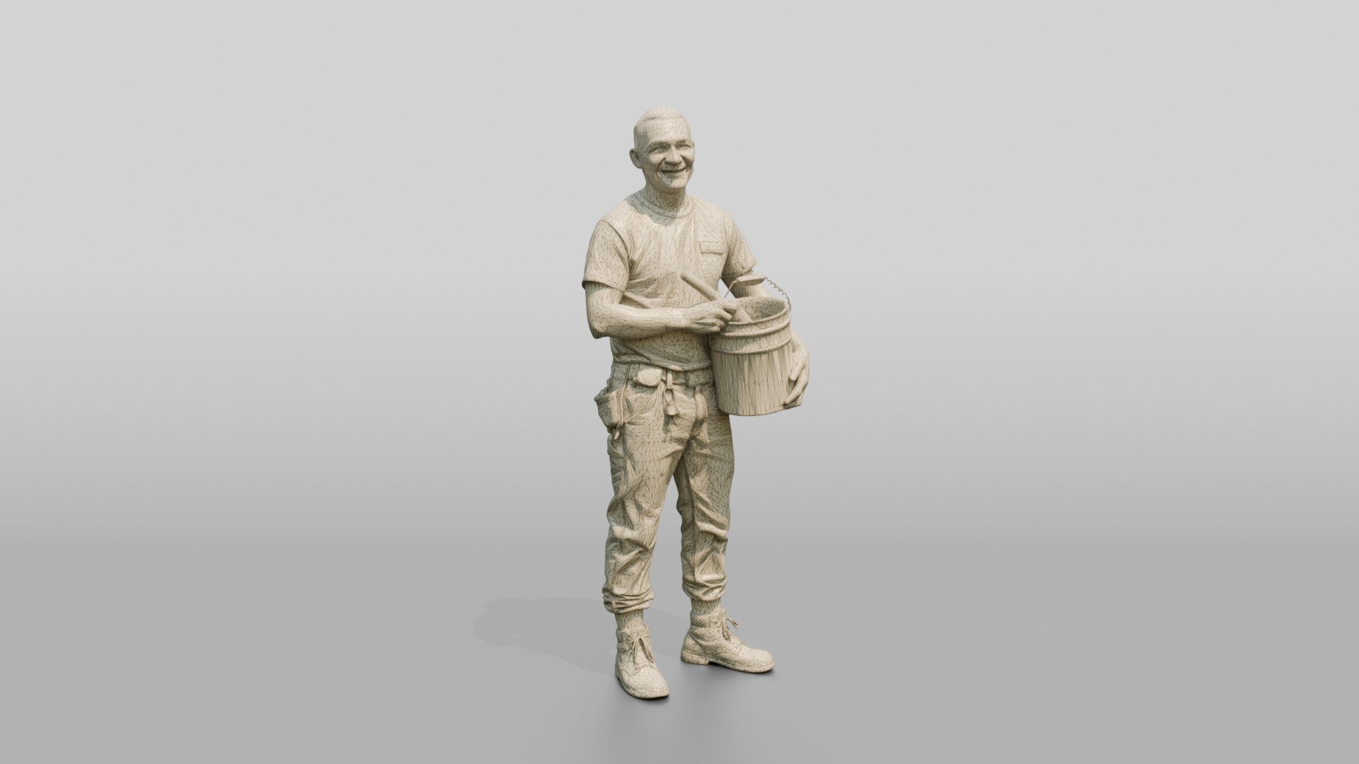 Mechanic Holding a Grease Bucket