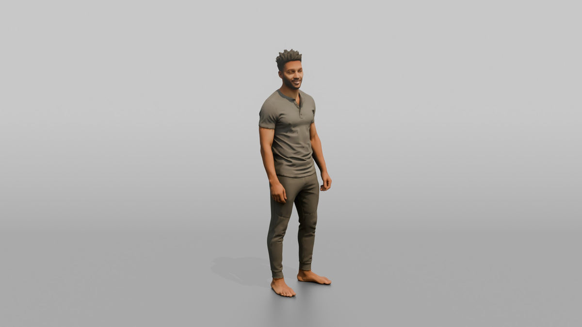 Fitness Influencer Man Standing With A Subtle Smile, Hands At Sides - 3D character model