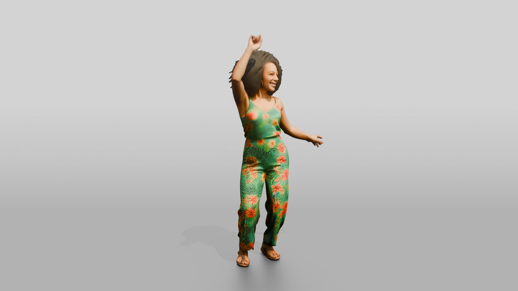Woman Dancing in a Green Jumpsuit