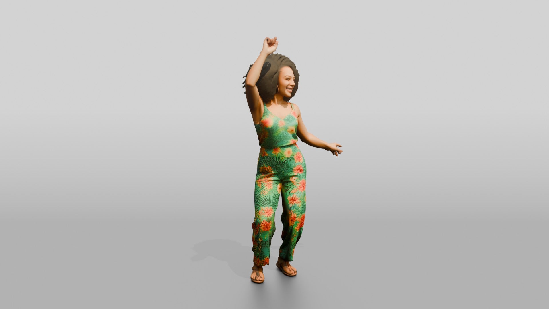 Woman Dancing in a Green Jumpsuit