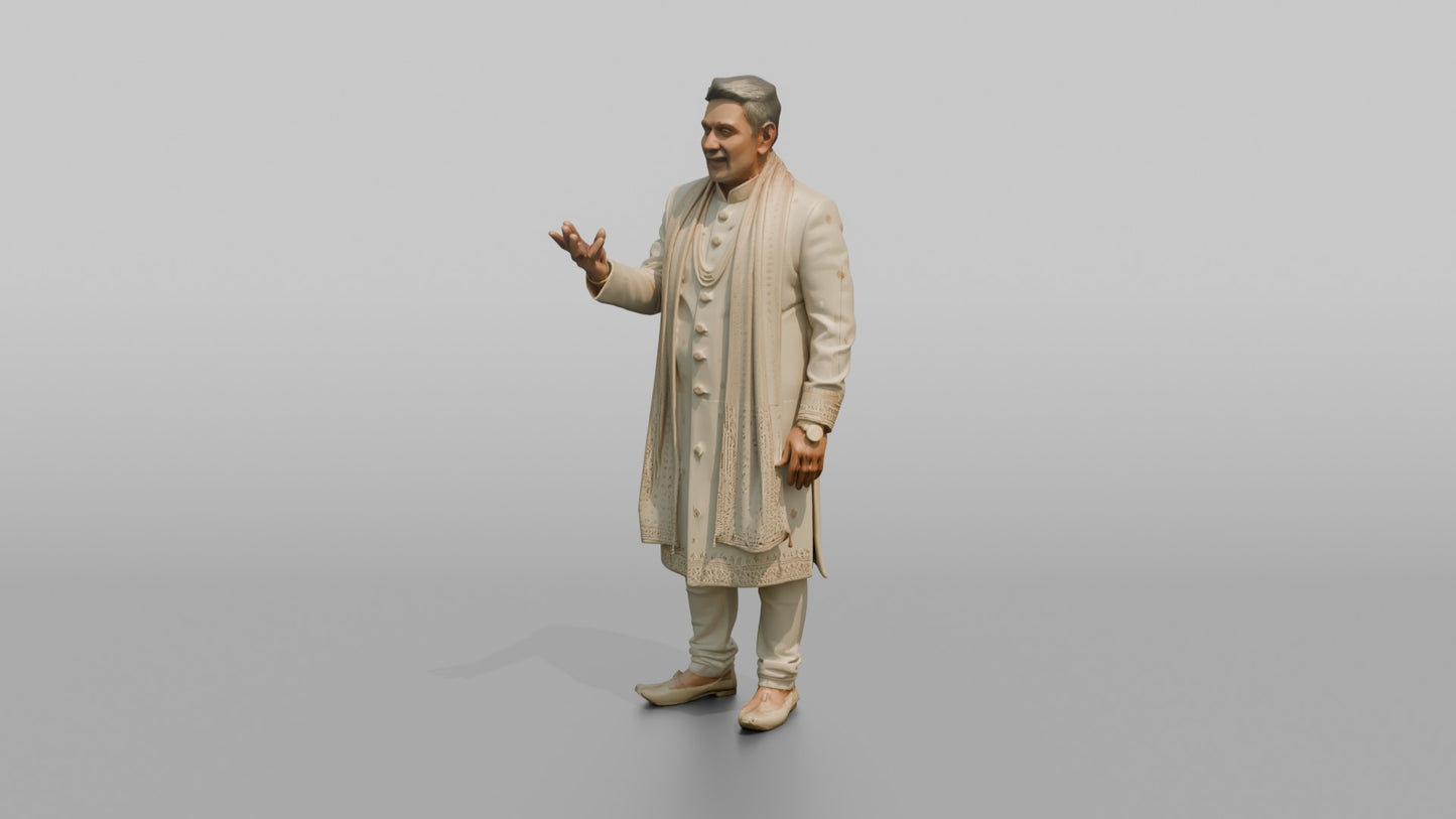 South Asian Groom in an Off-White Sherwani