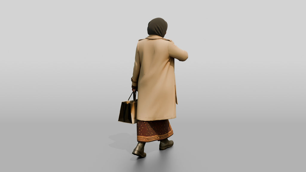 Woman in Hijab and Trench Coat Checking Her Watch