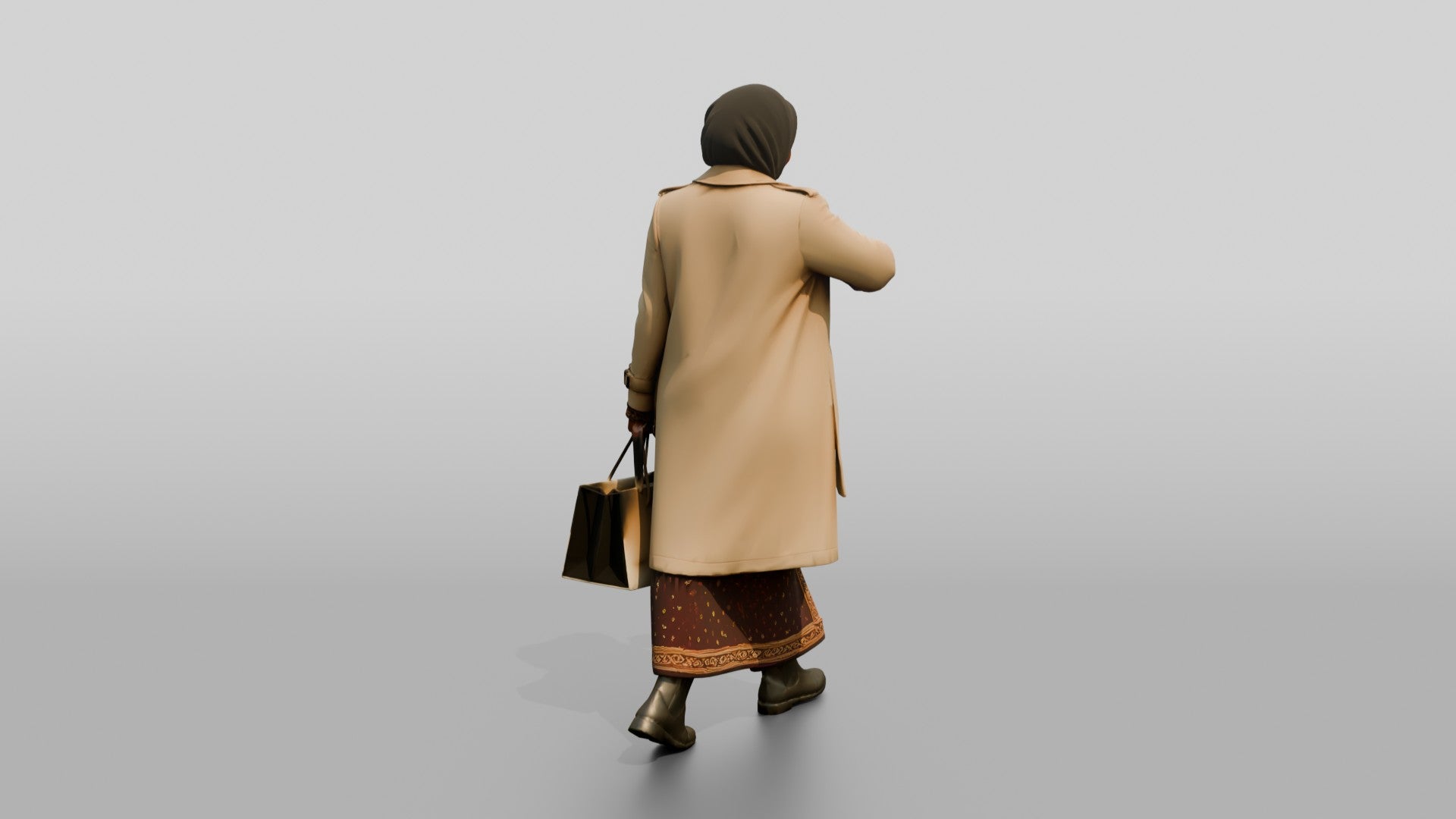 Woman in Hijab and Trench Coat Checking Her Watch
