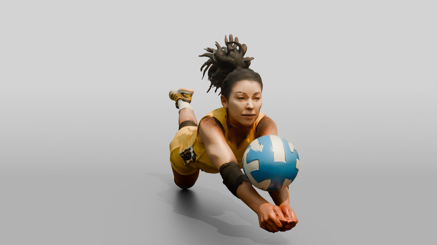 Hispanic Female Volleyball Player in Bright Yellow Jersey