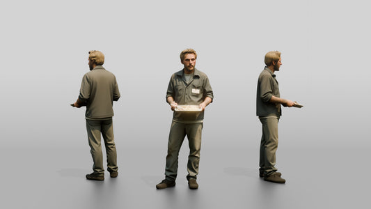 Slim Caucasian Male Prisoner Holding a Plastic Food Tray