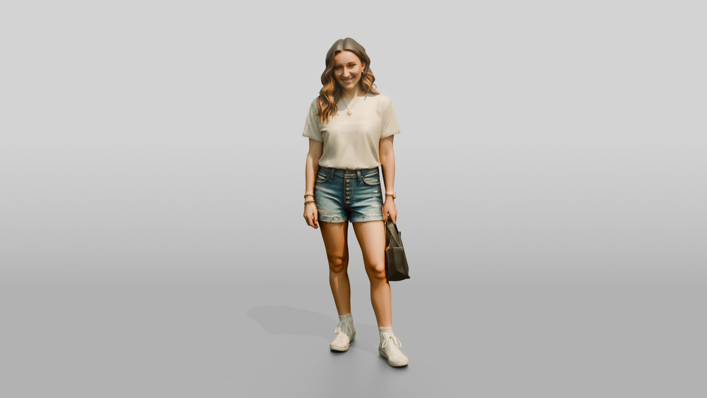 Caucasian Woman in Vintage Graphic Tee