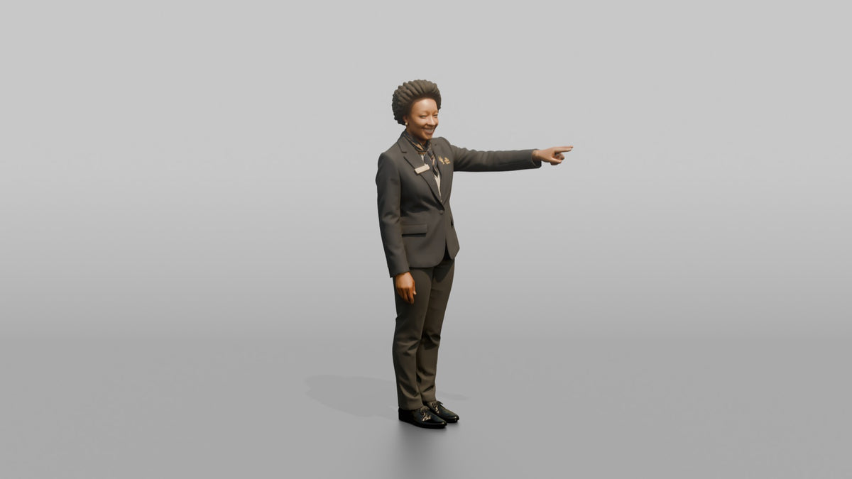Receptionist Woman Pointing Toward An Elevator - 3D character model