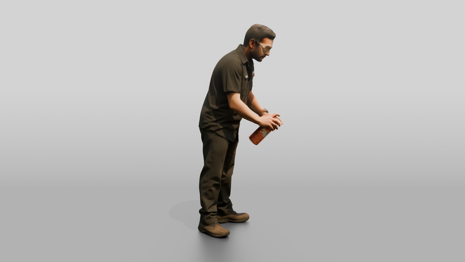Mechanic Spraying Brake Cleaner