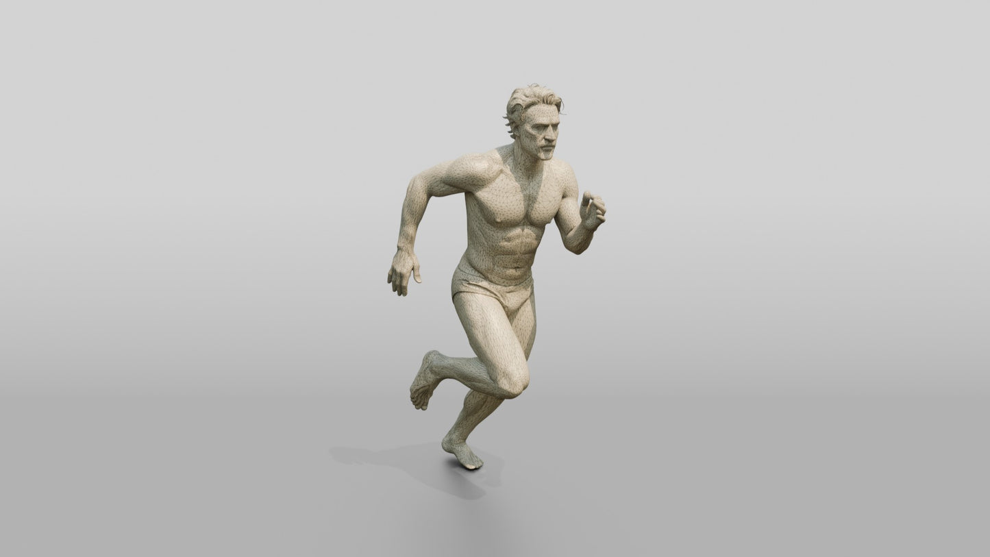 Mestizo Man Running Dynamically on the Beach