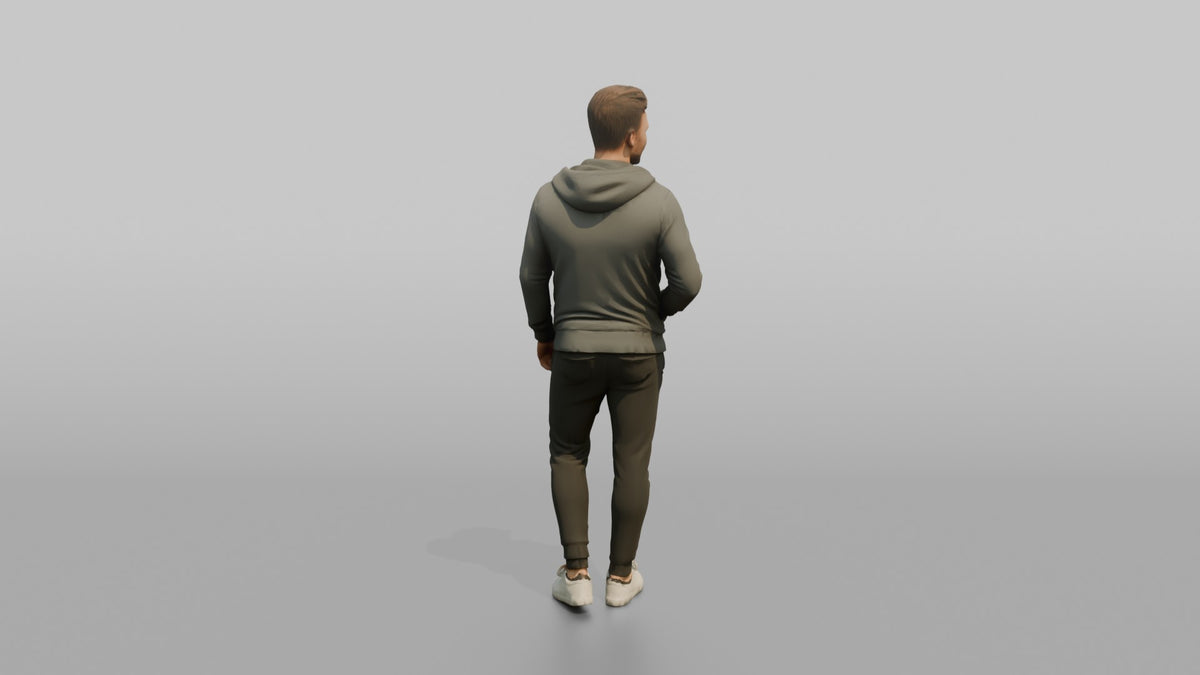 Fitness Influencer Man Standing With One Hand In Pocket, Relaxed Confident Pose - 3D character model, view 3