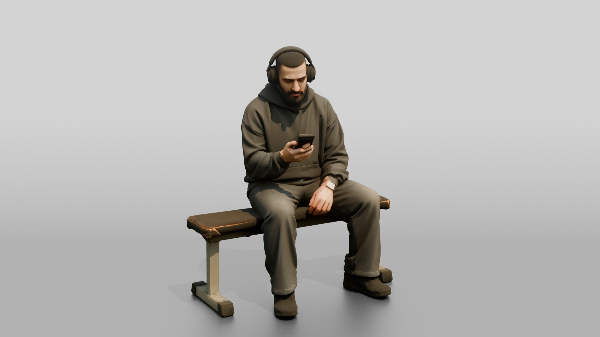 Man Sitting Upright on Weight Bench