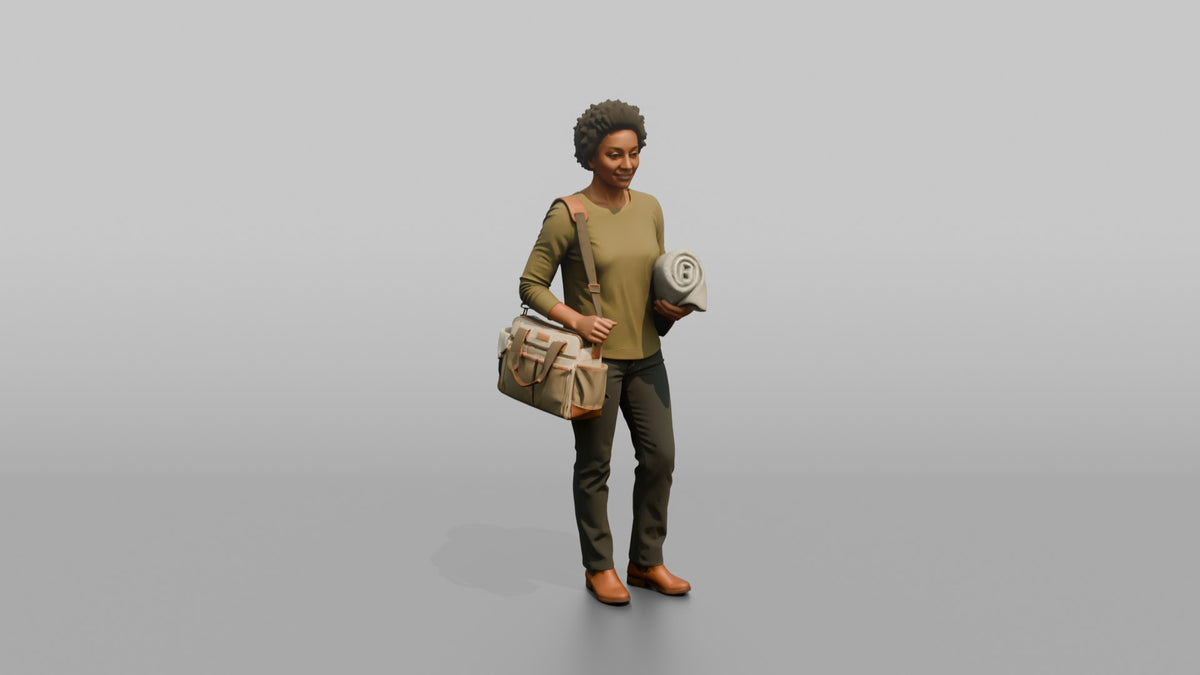 Mother Carrying A Diaper Bag Over One Shoulder - 3D character model