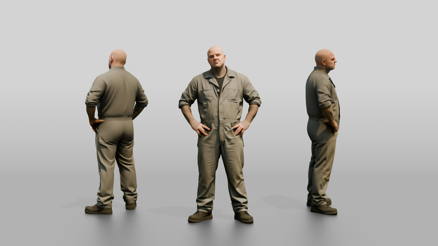 Heavy-set White Male Prisoner Resting His Hands on His Hips