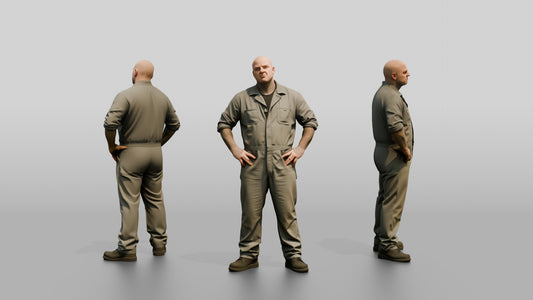 Heavy-set White Male Prisoner Resting His Hands on His Hips