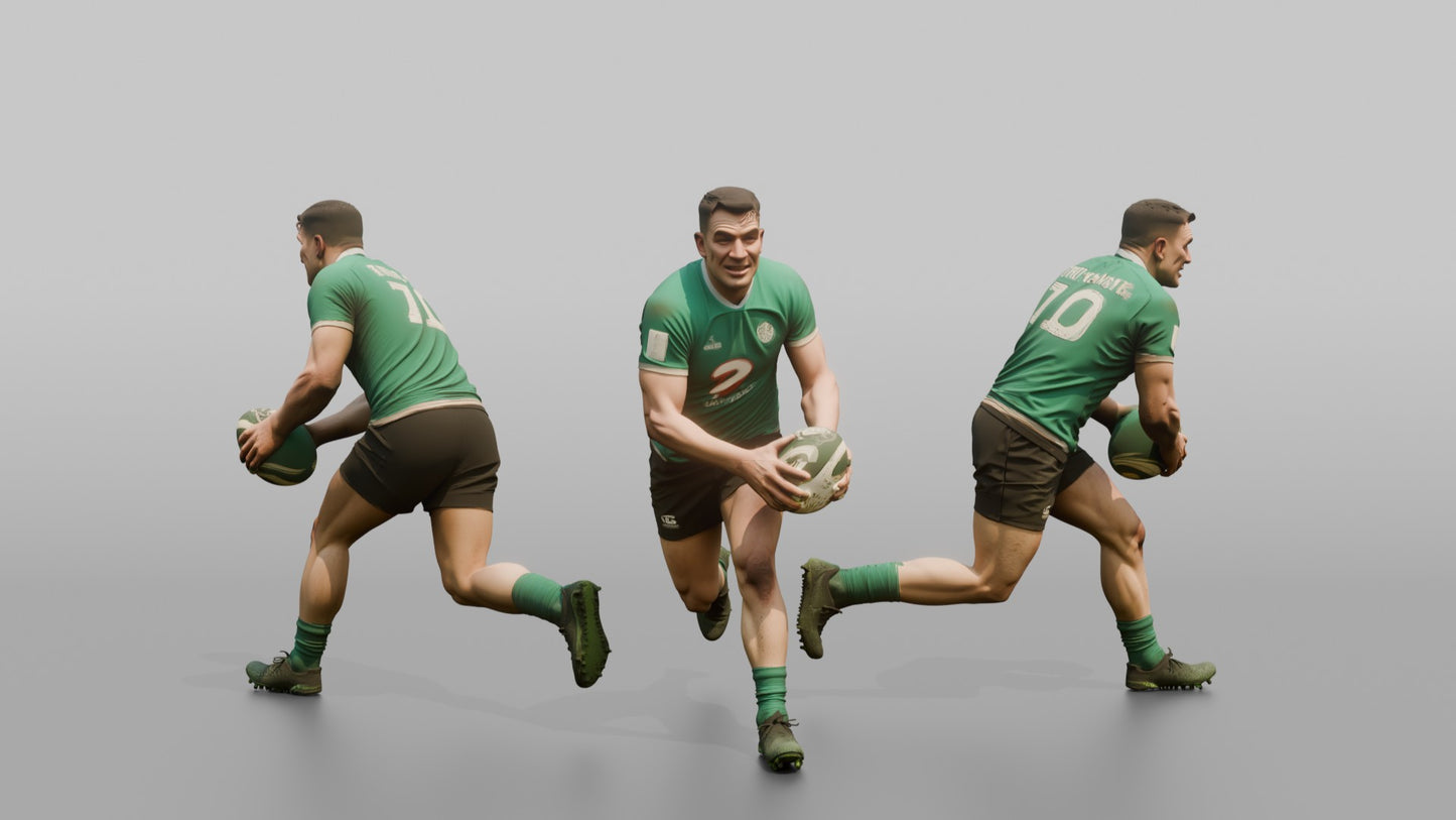Irish Flanker Carrying the Ball in Two Hands