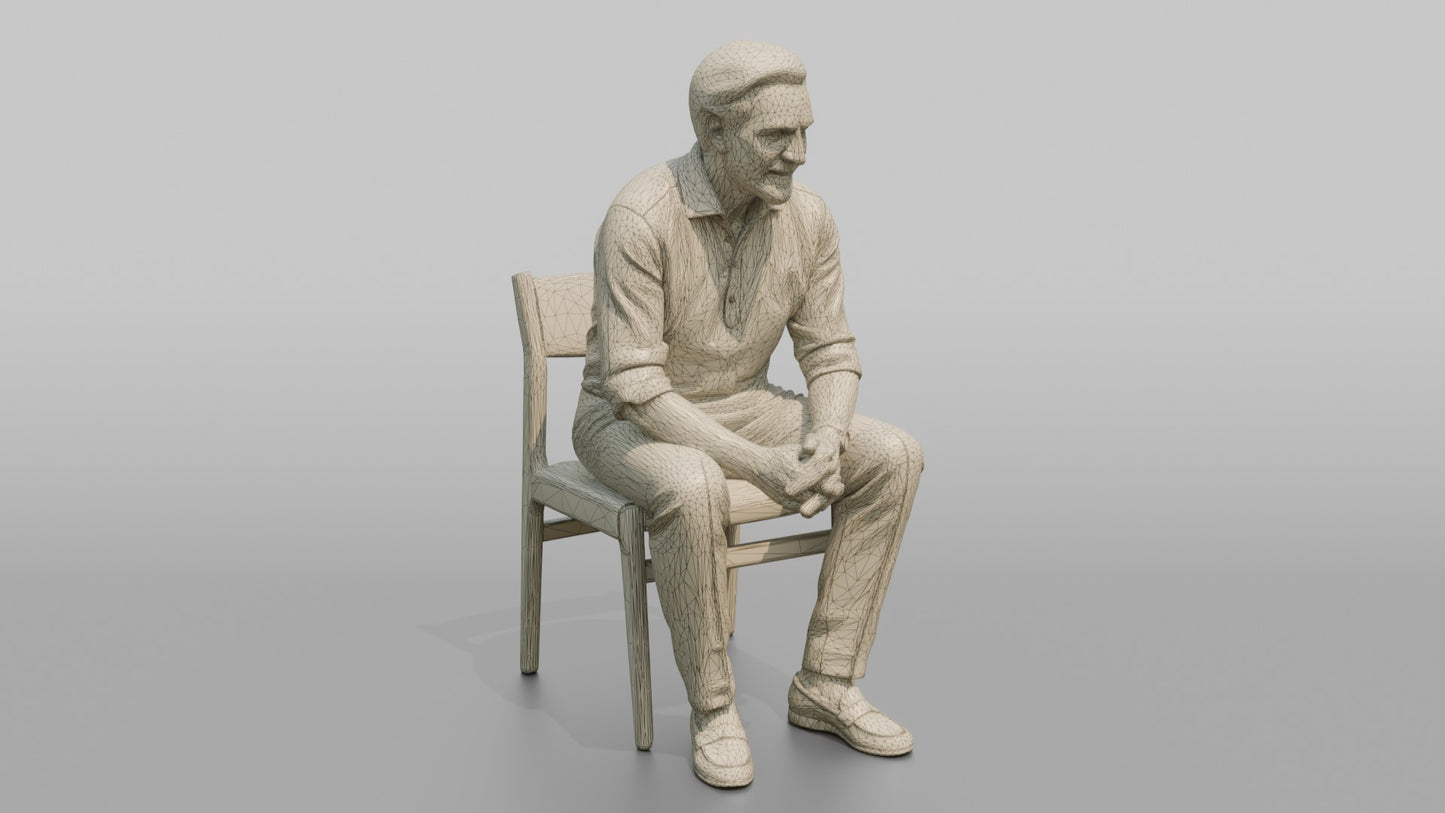 British Gentleman Seated in Linen Trousers and a Polo Shirt