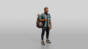 Athletic African Man Carrying a Tennis Racket Bag - 3D character model, view 1
