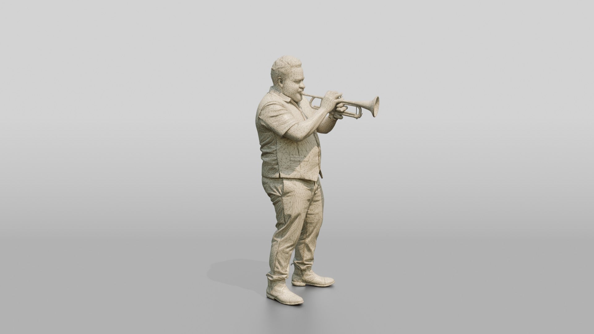 Jazz Trumpeter Playing Gold Trumpet