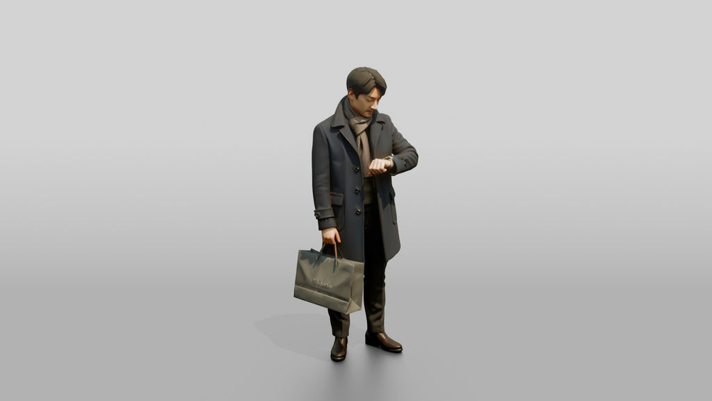 Man Checking His Watch in Winter Coat