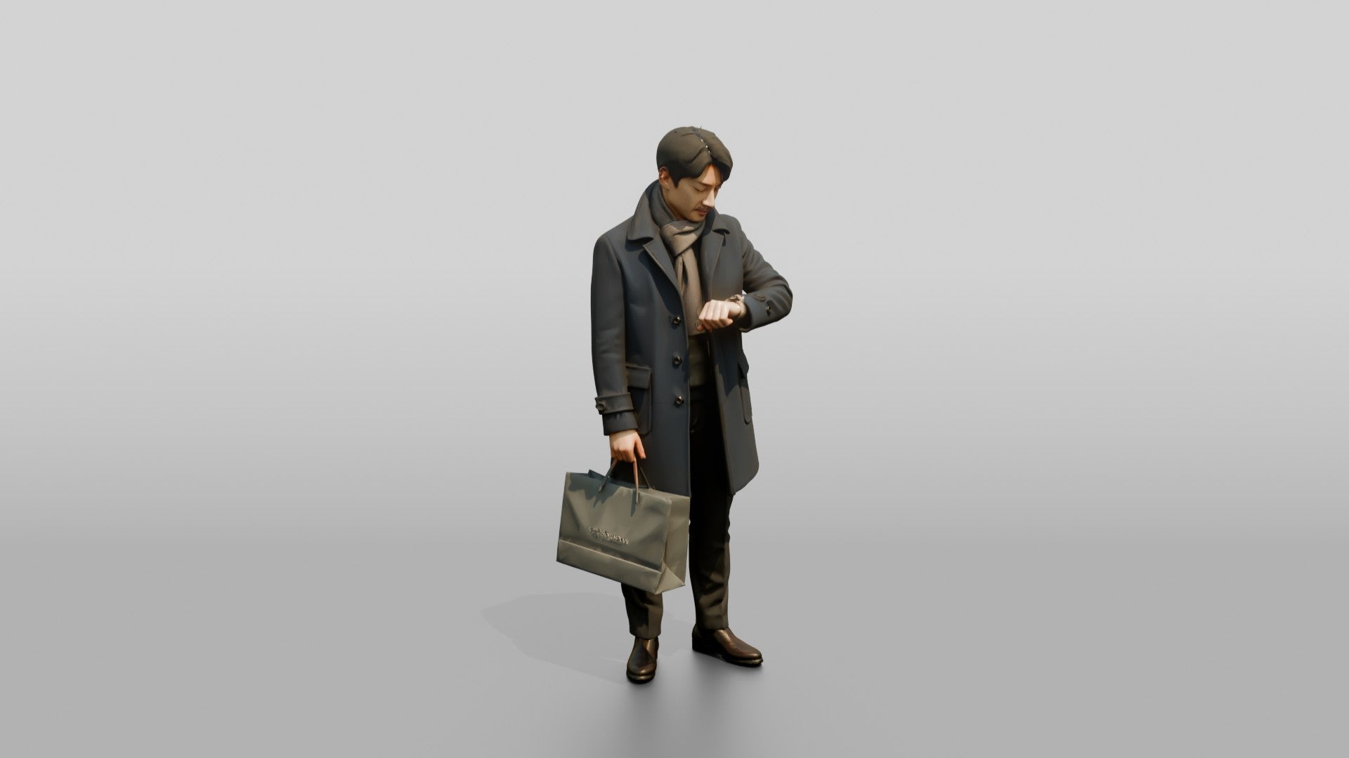 Man Checking His Watch in Winter Coat