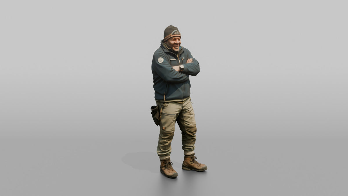 Expeditioner Standing with Arms Crossed - 3D character model, view 1