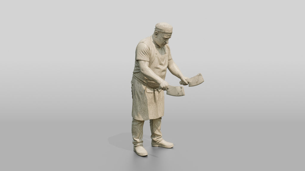 Cook Chopping Kebab Meat