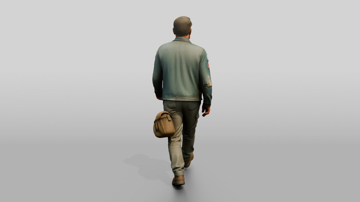 Caucasian Male Walking - 3D character model, view 3