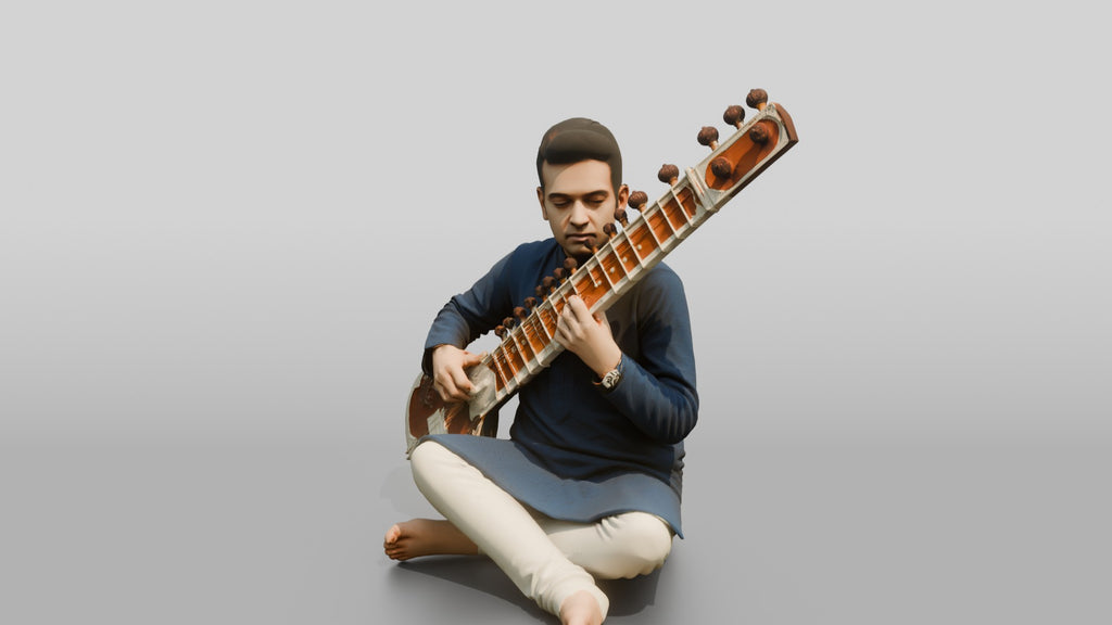 Sitar Player Sitting Cross-Legged