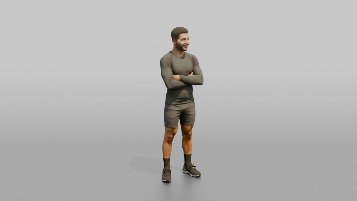 Fitness Influencer Man Standing With Arms Crossed, Confident Smile - 3D character model
