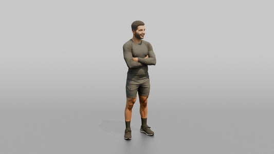Fitness Influencer Man Standing With Arms Crossed, Confident Smile - 3D character model