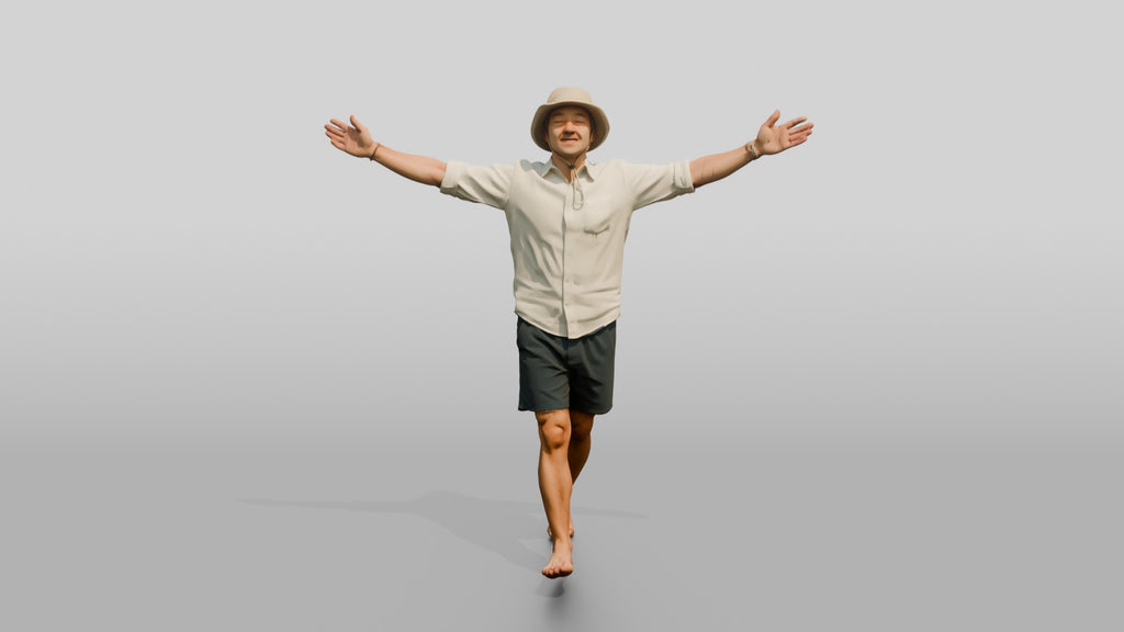 Man Stretching Arms in Ocean Breeze
