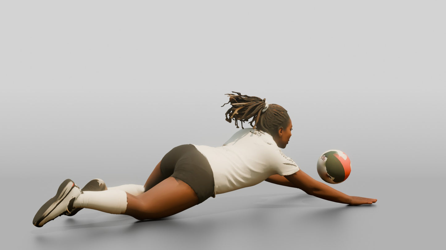 Black Female Volleyball Player in Solid White Jersey