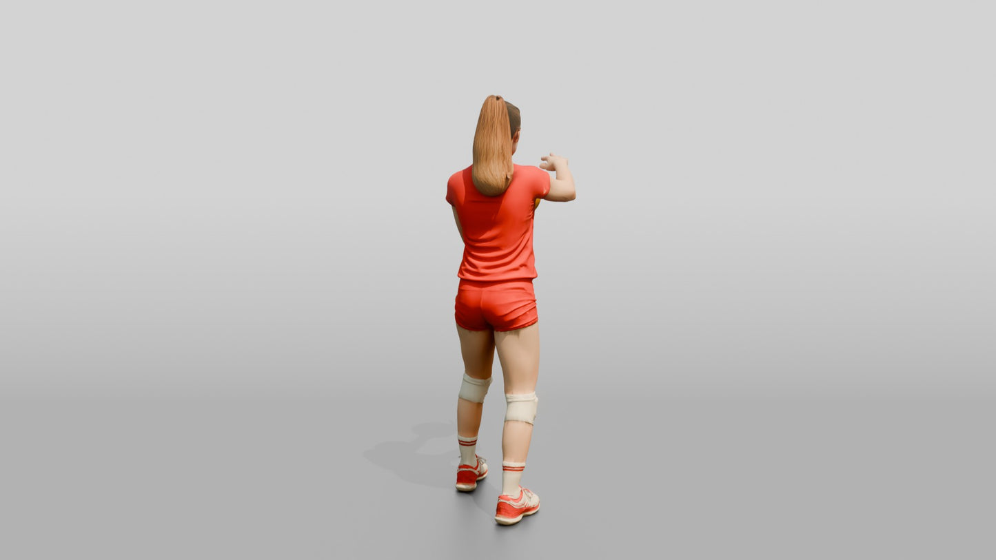 Caucasian Female Volleyball Player in Red Uniform