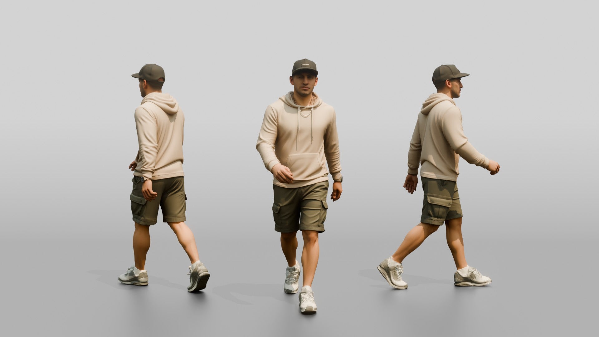 Latino Man Walking Focused on the Boardwalk