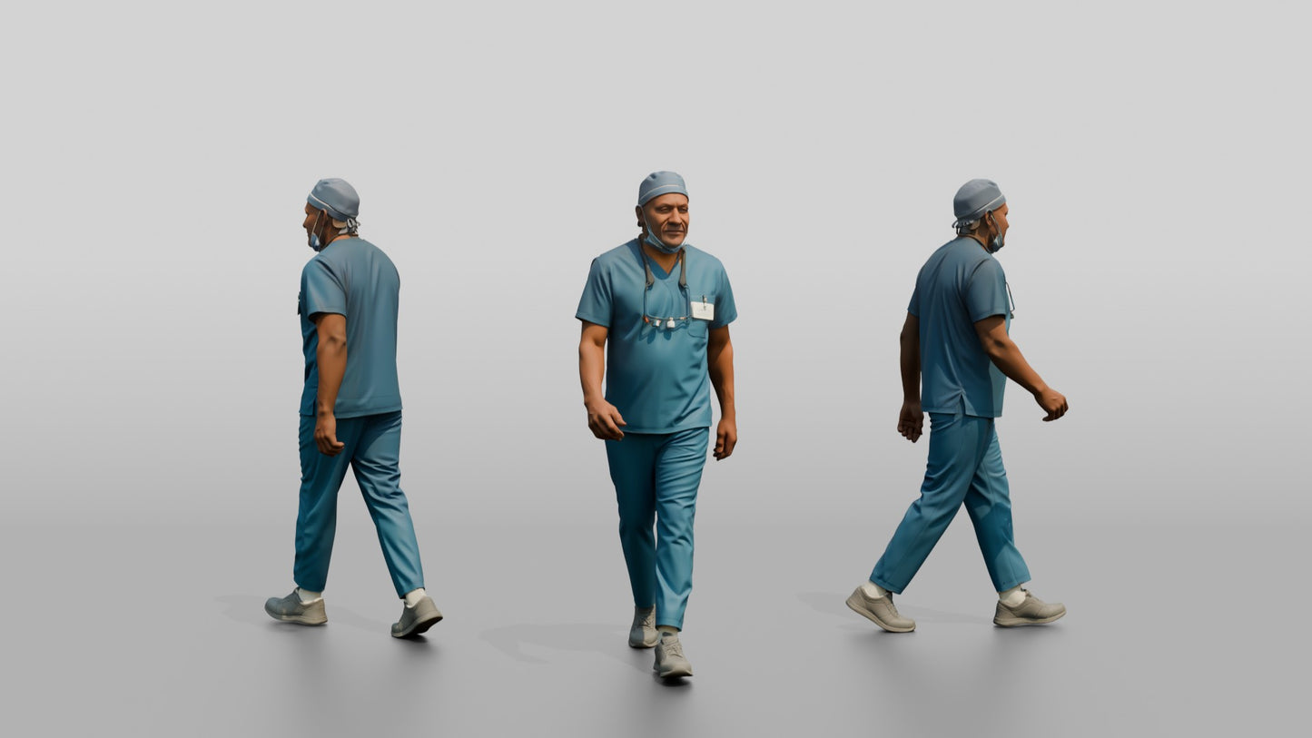 Older Black Man Doctor Walking