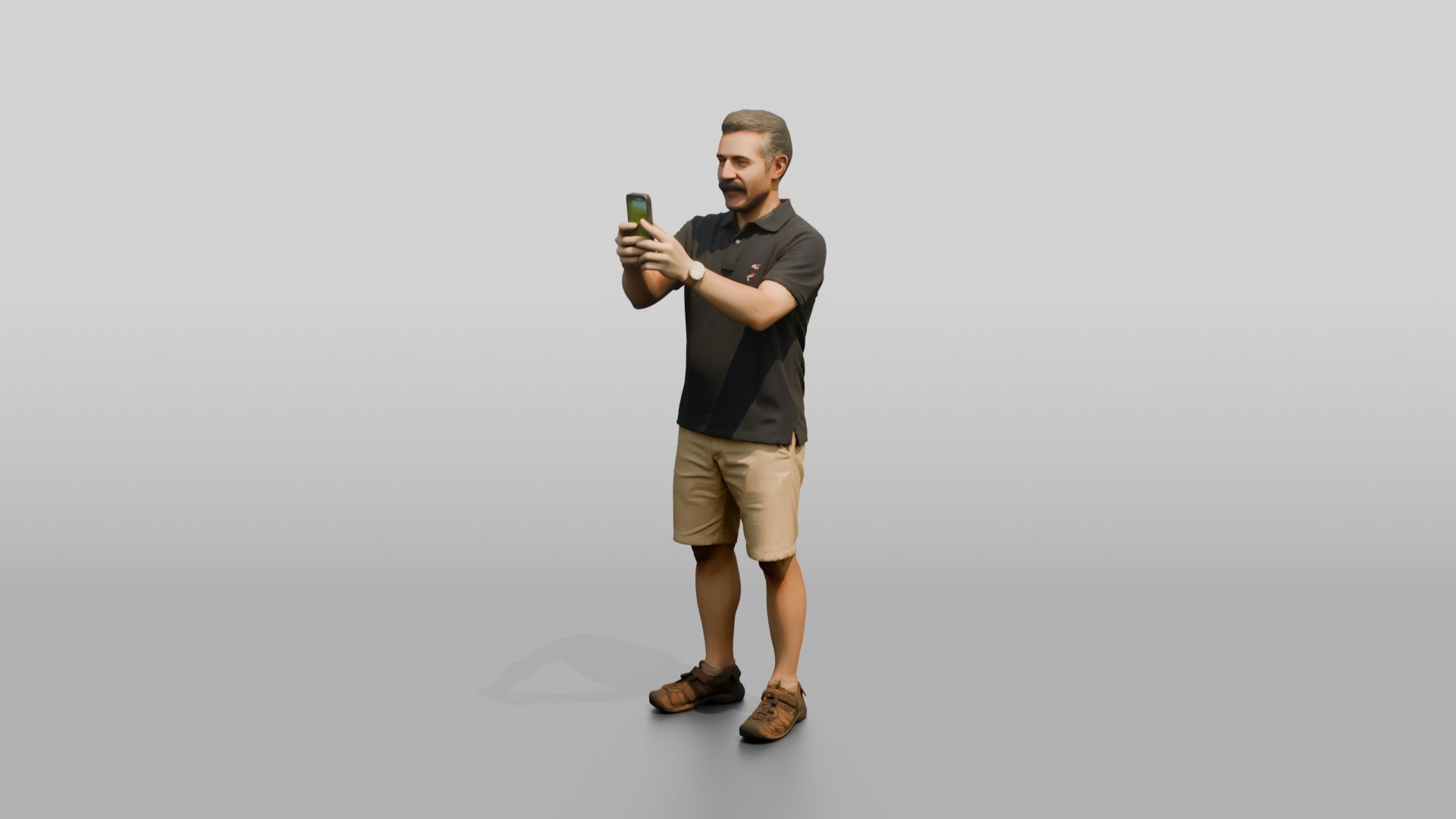 Middle-Aged Persian Man Taking a Photo in the Park