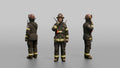 Firefighter Woman Speaking Into a Shoulder Walkie-talkie