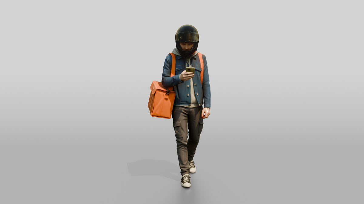 Helmeted Food Courier - 3D character model, view 5