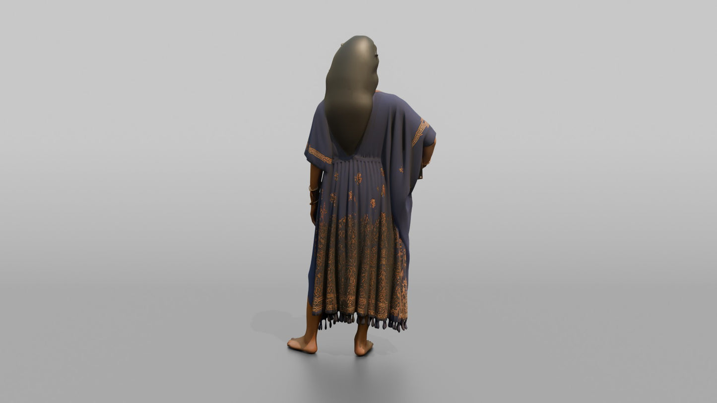 Vacationer Wearing Flowing Kaftan