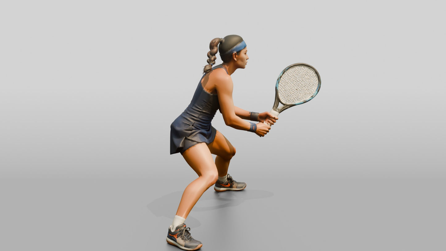 Female Tennis Player Split-Stepping for a Return
